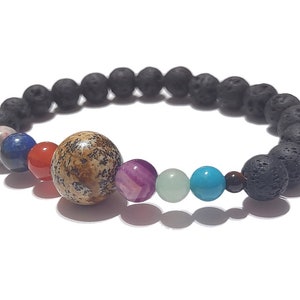 2023 Picture Jasper Space Bracelet Spacelet Solar System Planets & Lava Rock Solar System Bracelet Valenwood Vixen Ready to Ship image 3