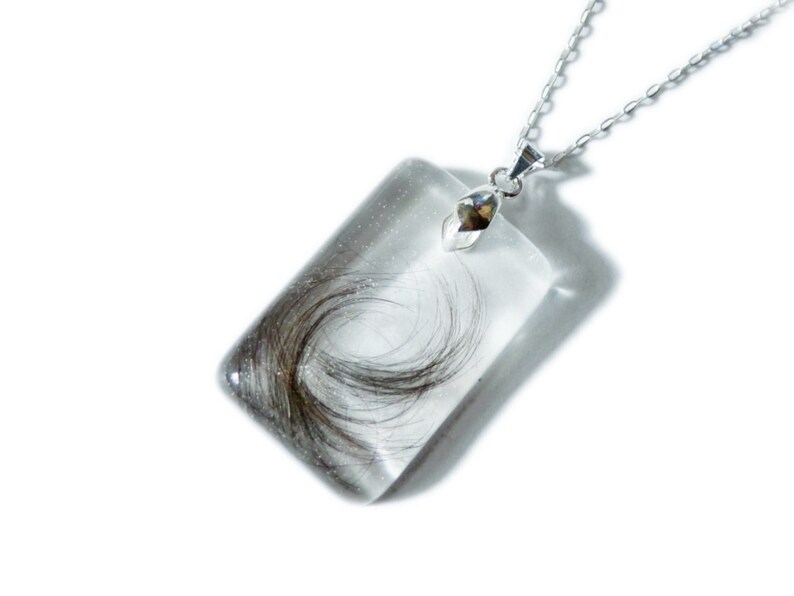 RECTANGLE Custom Hair Lock Resin Keepsake Pendant Baby Hair Etsy