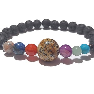 2023 Picture Jasper Space Bracelet Spacelet Solar System Planets & Lava Rock Solar System Bracelet Valenwood Vixen Ready to Ship image 2