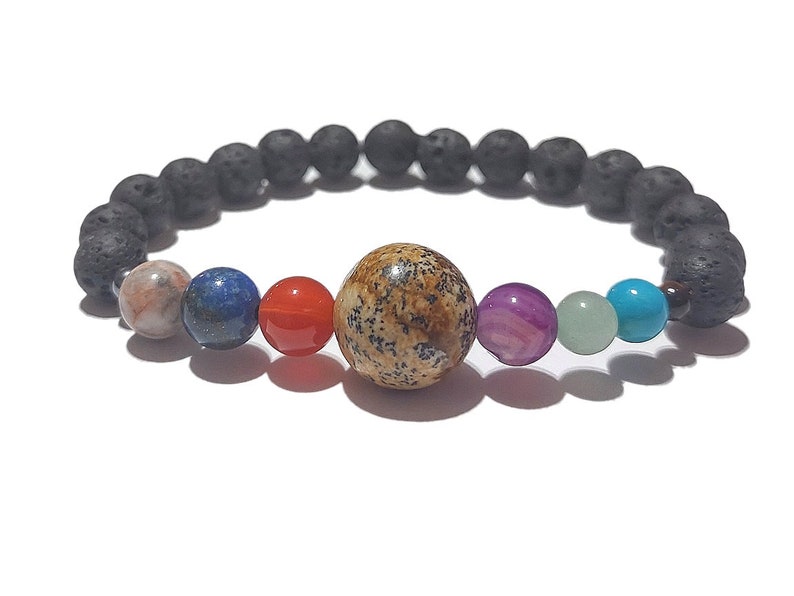 2023 Picture Jasper Space Bracelet Spacelet Solar System Planets & Lava Rock Solar System Bracelet Valenwood Vixen Ready to Ship image 2