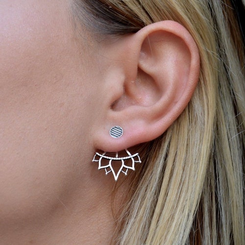 Lightning Bolt Ear Jackets Gold Statement Earrings Etsy