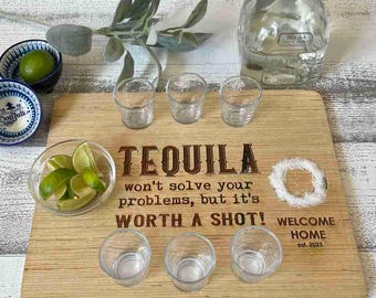 Tequila shot tray, Tequila, shots, party gift, taco Tuesday, wood tray, Tequila board, personalized Tequila shot board, Shot Glasses