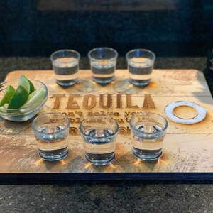 Tequila shot tray, Tequila, shots, party gift, taco Tuesday, wood tray, Tequila board, personalized Tequila shot board, Shot Glasses