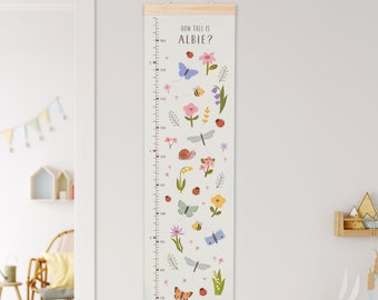 Personalised Butterflies and Flowers Height Chart