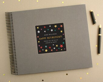 PERSONALISED GLITTER RETIREMENT SCRAPBOOK MEMORY PHOTO ALBUM GIFT MULTI USE