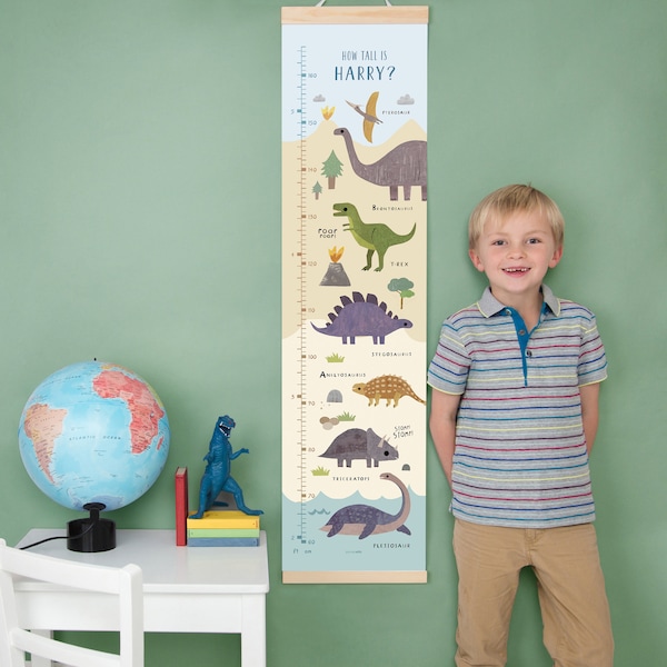 Personalised Dinosaur Landscape Height Chart