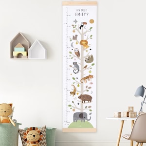 Personalised Animal Tree Height / Growth Chart - Children's Wall Art