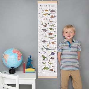Personalisierte Dinosaurier Alphabet Messlatte