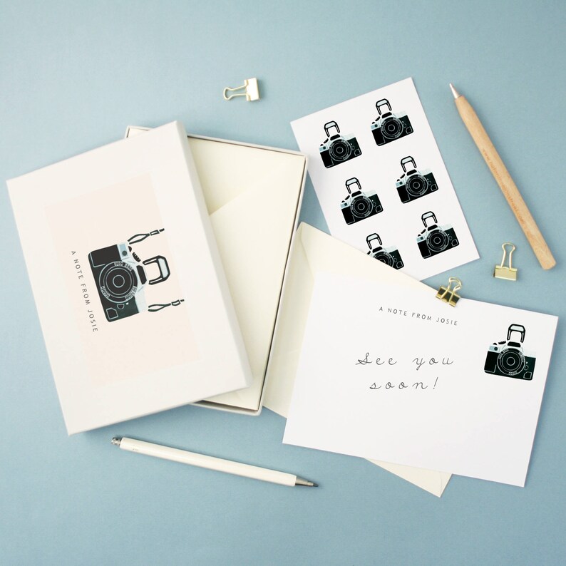 Personalised Camera Notecards Writing Set