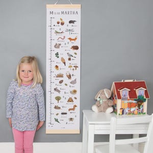 Personalised Woodland Alphabet Height / Growth Chart - Children's Wall Art