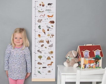 Personalised Woodland Alphabet Height / Growth Chart - Children's Wall Art