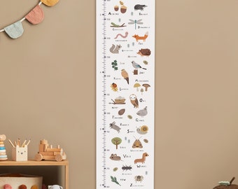 Personalised Woodland Alphabet Height Chart