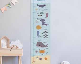 Personalised Ocean Height / Growth Chart - Children's Wall Art