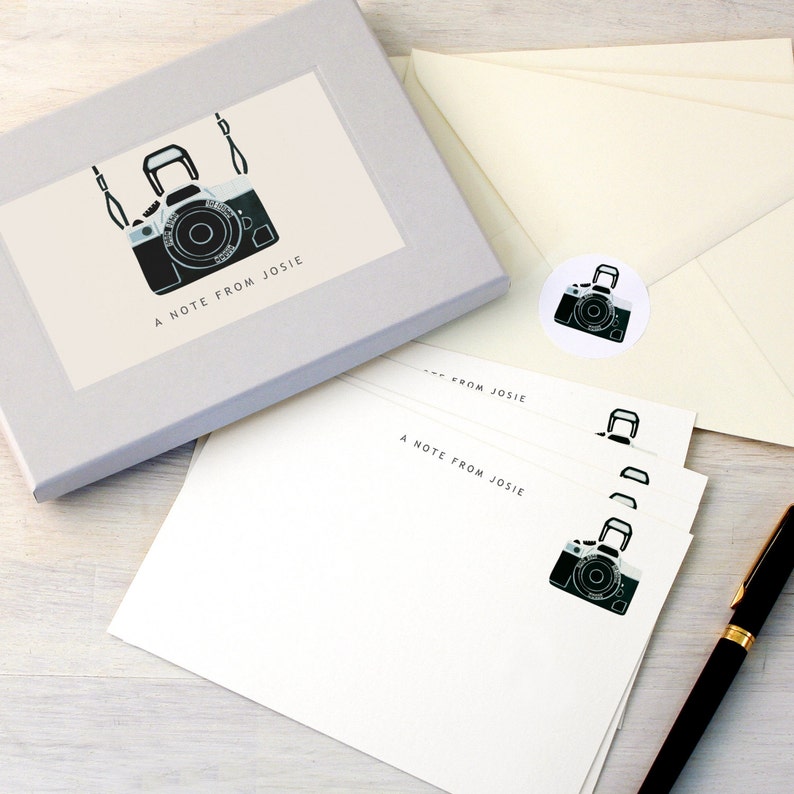 Personalised Camera Notecards Writing Set