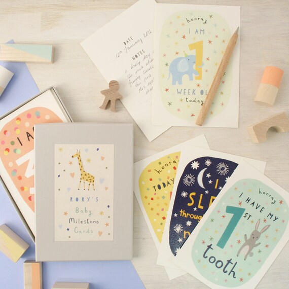 Personalised Wooden Baby Milestone Cards