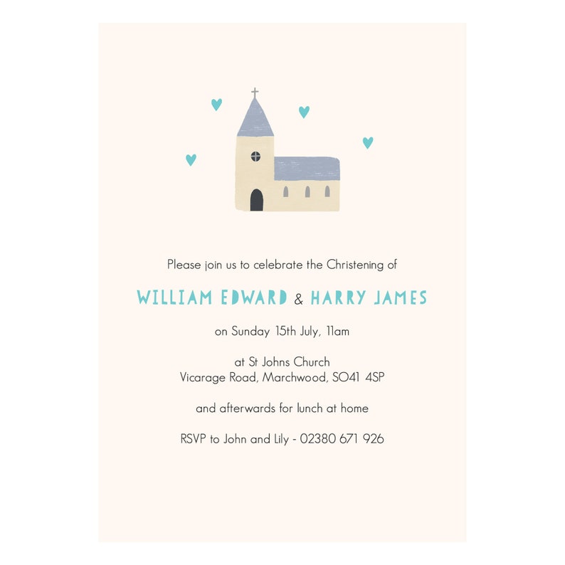 Personalised Twins Christening Invitations Etsy UK