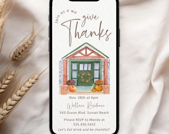 Thanksgiving Phone Invitation, Editable Digital Text (1125x2436 px)