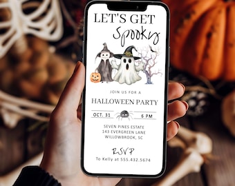 Halloween Digital Invitation, Phone Invitation, Edit, Digital Halloween Party Invitation, Electronic Phone Text HP1