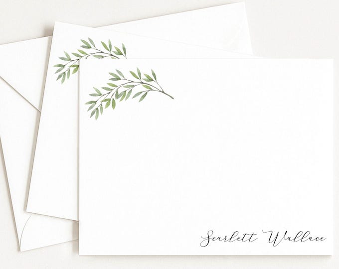 Personalized Eucalyptus Note Card Set: Monogram Script Stationery