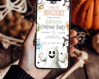 Halloween Digital Invitation, Phone Invitation, Edit, Digital Halloween Party Invitation, Electronic Phone Text HP2