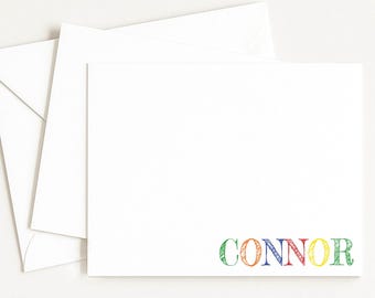 Personalized Kids Note Card Set: Custom Stationery, Thank You Cards