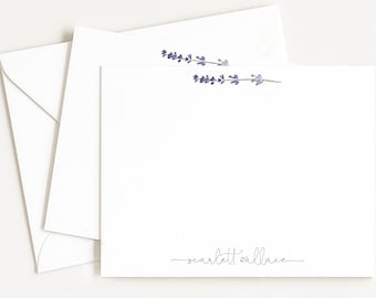 Personalized Lavender Note Card: Floral Stationery, Thank You