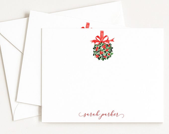 Christmas Personalized Note Card Set Envelopes- Stationary Cards Monogram Stationary Script Font, Holiday Winter, Mom, Friend Coworker,