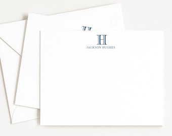 Personalized Stationery Set: Monogrammed Flat Note Cards