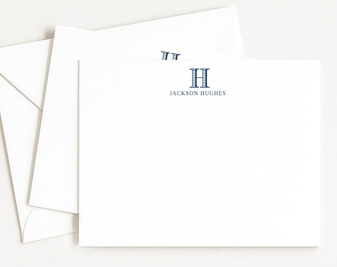 Personalized Stationery Set: Monogrammed Flat Note Cards