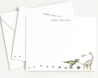Personalized Dinosaur Note Cards: Kids Stationery Set