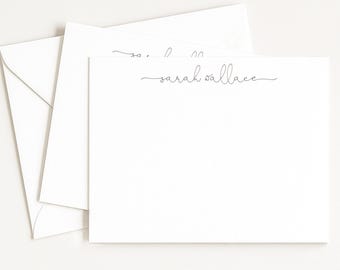 Personalized Stationary set, Thank You Cards, Flat Notecards, Custom Stationery, Script, Elegant, Modern Mom, Friend Coworker