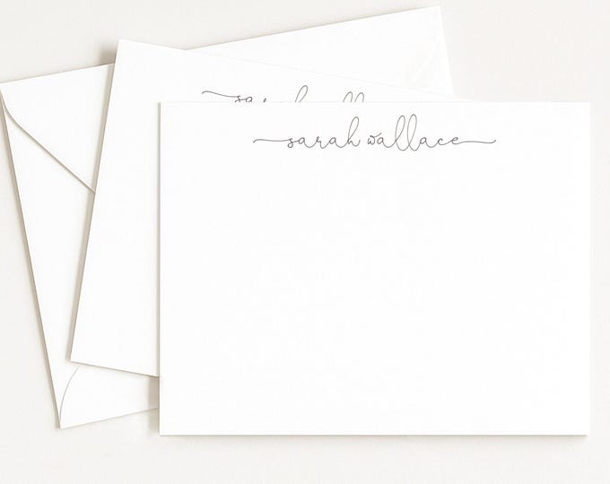 Personalized Stationary set, Thank You Cards, Flat Notecards, Custom Stationery, Script, Elegant, Modern Mom, Friend Coworker