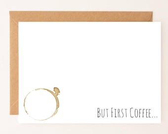 Coffee Stationery Set, Note Card,  Flat Note Cards Gift, Coffee Lovers Gift, Fathers Day Gift,Mom, Friend, Coworker, stocking stuffer