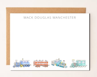 Train Personalized Note Card, Caboose, Engine, Primary color, Boys Stationery, Engineer, Thank you Cards, Boy Gift, Train Gift