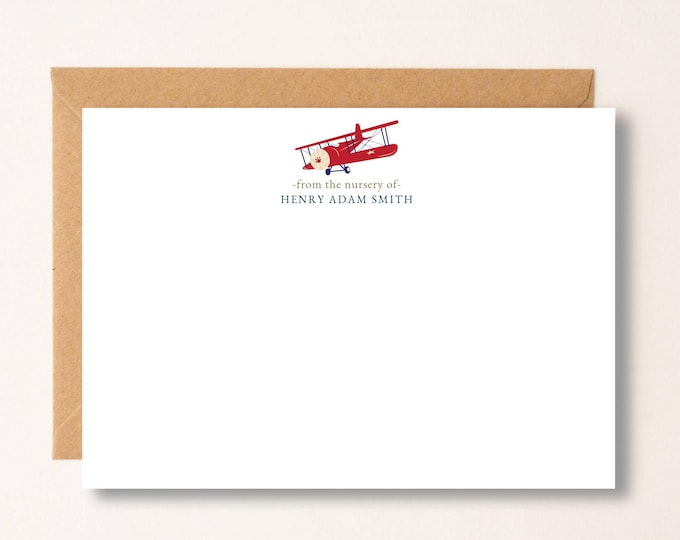 Personalized Airplane Baby Shower Thank You Cards: Vintage Aviation