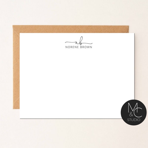 Personalized Stationary set, Thank You Cards, Flat Notecards, Custom Stationery, Script, Elegant, Modern Mom, Friend Coworker #7