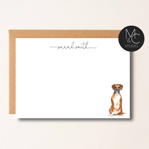 Boxer Dog Personalized Note Cards, Stationery, Gift, Flat Note Cards, Christmas Gift, Boss, Friend, Coworker Dog Gift