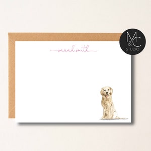 Golden Retriever Card, Personalized Note Cards, Stationery, Gift, Flat Note Cards, Christmas Gift, Boss, Friend, Coworker Dog Gift