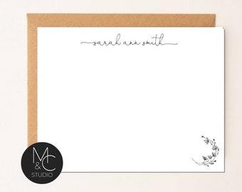 Personalized Stationary set, Thank You Cards, Flat Notecards, Custom Stationery, Script, Elegant, Modern Mom, Friend Coworker #5