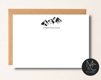 Men's Stationery Set, Note Card,  Flat Note Cards Corporate Gift, Retirement, Fathers Day Gift, Mountain Calling, Graduation Thank You