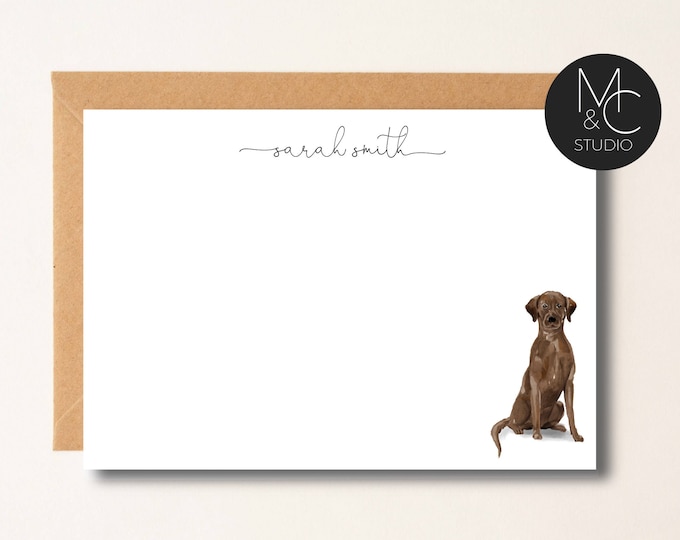 Chocolate Lab Retriever Dog  Personalized Note Cards, Stationery, Gift, Flat Note Cards, Christmas Gift, Boss, Friend, Coworker Gift