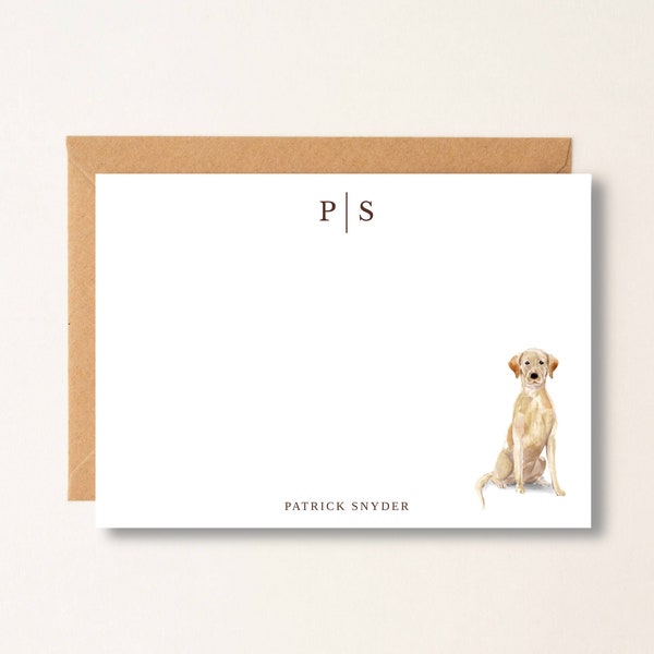 Yellow Lab Dog Personalized Note Cards, Stationery, Gift, Flat Note Cards, Christmas Gift, Boss, Friend, Coworker Dog Gift