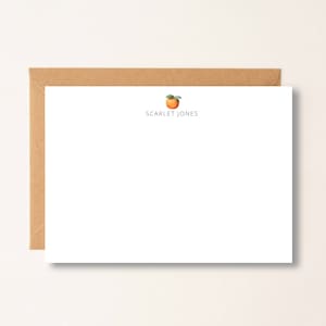 Minimal Orange, Personalized Note Card Set Envelopes, Stationary Cards Monogram, Script Font, Summer, Bridesmaid, Mom, Friend Coworker