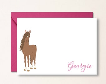 Horse Stationary Set, Personalized, Horse Notecards for Girls, Equestrian Gifts Custom, Thank You Cards for Horse Lovers, Stationery, Gift