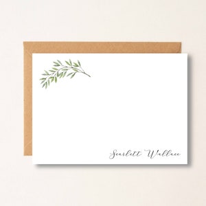 Personalized Note Card Set Envelopes- Stationary Cards Monogram Script Font, Eucalyptus Bridesmaid, Mom, Friend Coworker Greenery #21