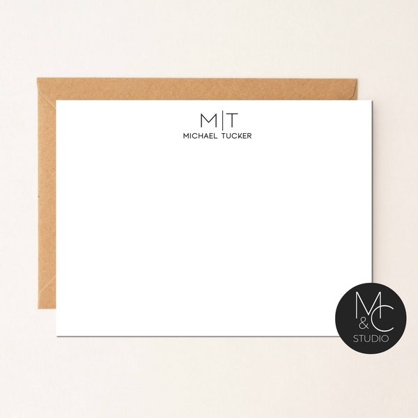 Men's Stationery Set, Note Card,  Flat Note Cards for Boys, Fathers Day Gift, Masculine Professional Graduation Thank You Cards #20