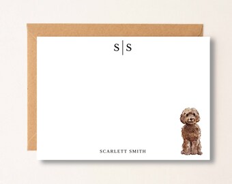 Cockapoo Dog Personalized Note Cards, Dog Stationery, Gift for Dog Lovers, Flat Note Cards, Christmas Gift, Boss, Friend, Coworker