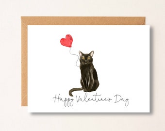 Black Cat Valentine Card, personalized Pet Greeting Card, Folded  Card, Cat Lover, Valentine's Day Greeting Card, Cat Valentine