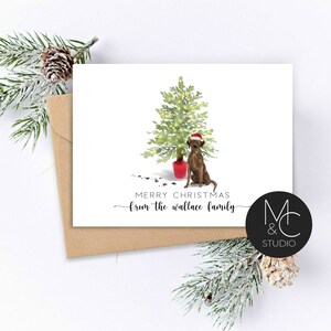 Chocolate Lab, Labrador Dog Card, personalized Pet Christmas Greeting Card, Folded Note Card, Dog Lover, Holiday Greeting Card, Family Card
