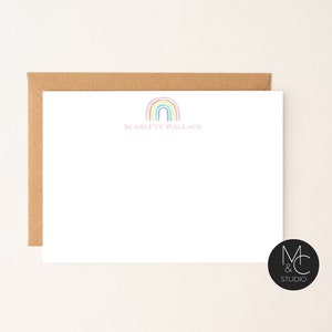 Rainbow Personalized Note Card Set, Stationary Cards, Monogram, Girls Note Cards Day Gift, Stationary, Watercolor Rainbow, pastel